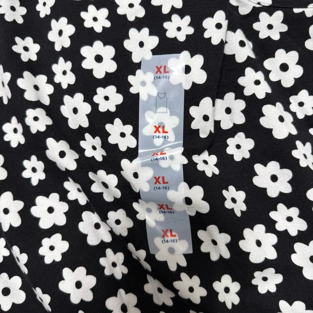 Old Navy Black and White Floral Kids Tank Top